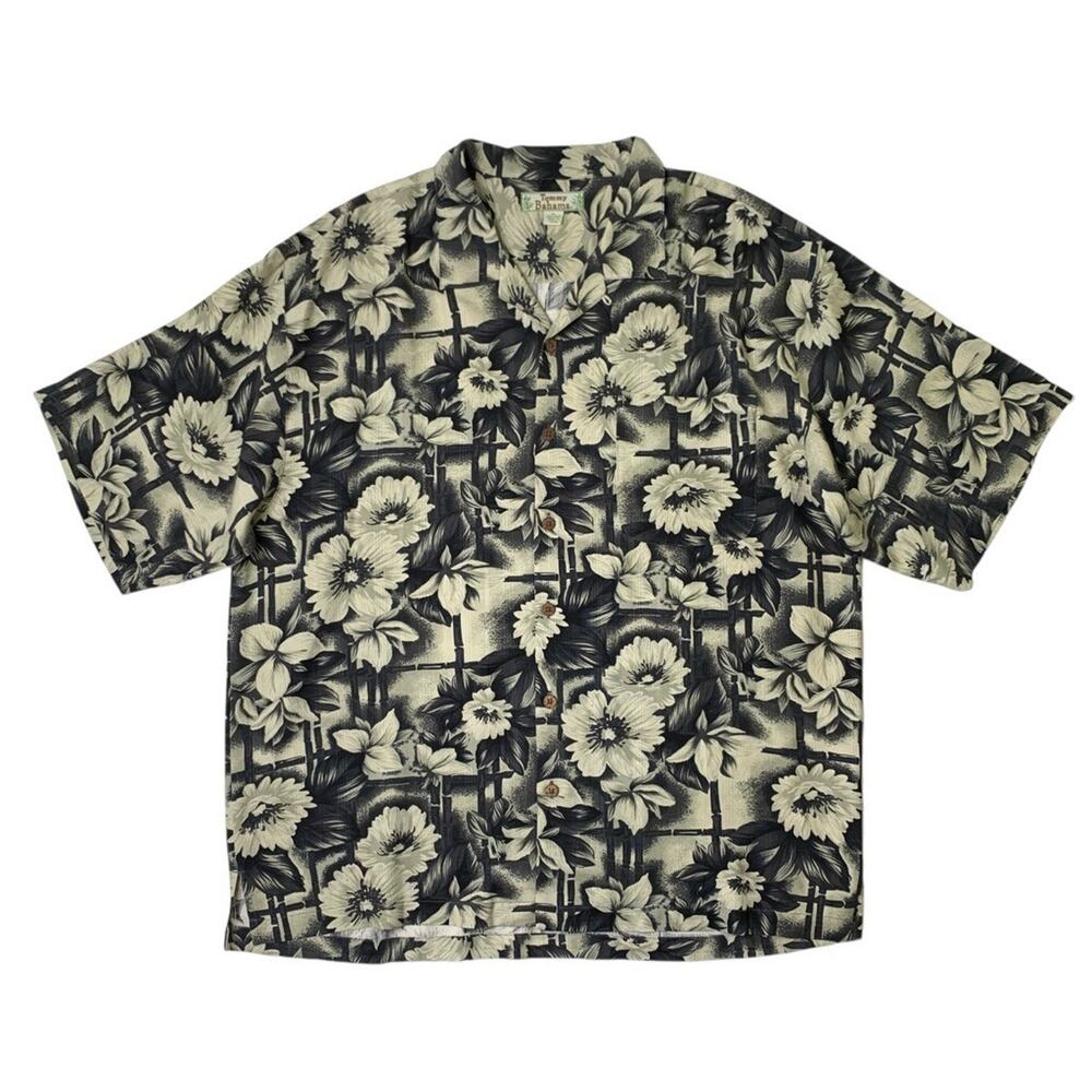 Vintage Tommy Bahama Shirt Mens XL Extra Large Silk Floral Short Sleeve Hawaiian